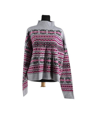 Joie Fair Isle Nordic Style Knit Sweater boxy cabin cottage mountains sz xl NWT